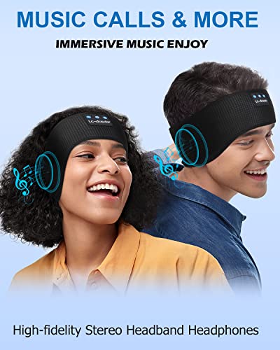 LC-dolida Bluetooth Headband, Cozy Band Wireless Sleep Headphones Sleep Mask with Thin HD Stereo Speakers Music Headband Perfect for Side Sleepers, Sport,Travel Best Gifts for Men Women