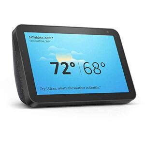 certified refurbished echo show 8 (1st gen, 2019 release) — hd smart display with alexa – stay connected with video calling – charcoal