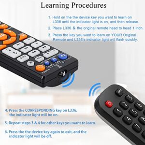 CHUNGHOP Universal IR Learning Remote Control for Smart TV VCR CBL DVD SAT STR-TV CD VCD HI-FI, for All Brands IR Remote 3 in 1 Programmable Controller L336