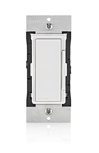 Leviton DN6HD-2RW Decora Smart No-Neutral 600W Dimmer, Requires MLWSB Wi-Fi Bridge to Work with My Leviton, Alexa, Hey Google, HomeKit/Siri, White