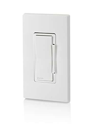 Leviton DN6HD-2RW Decora Smart No-Neutral 600W Dimmer, Requires MLWSB Wi-Fi Bridge to Work with My Leviton, Alexa, Hey Google, HomeKit/Siri, White