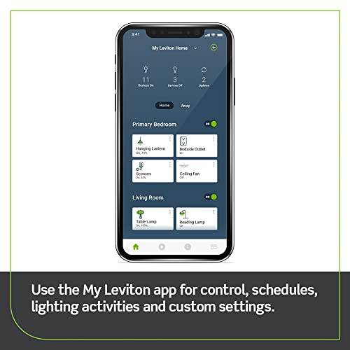 Leviton DN6HD-2RW Decora Smart No-Neutral 600W Dimmer, Requires MLWSB Wi-Fi Bridge to Work with My Leviton, Alexa, Hey Google, HomeKit/Siri, White