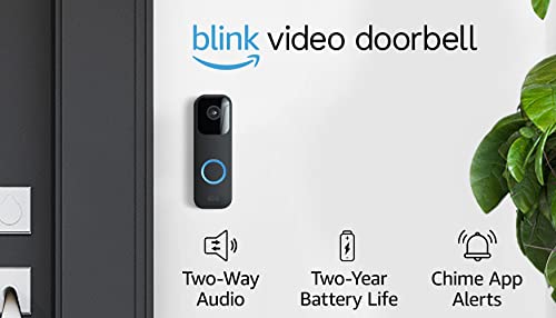 Blink Video Doorbell (Black) + Mini Camera (Black) with Sync Module 2 | Two-Way Audio, HD Video, Motion and Chime Alerts | Alexa Enabled