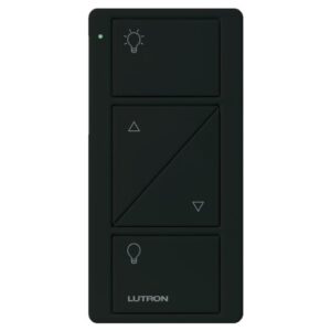 lutron pico smart remote control for caséta smart dimmer switch, 2-button with raise/lower, pj2-2brl-gbl-l01, black