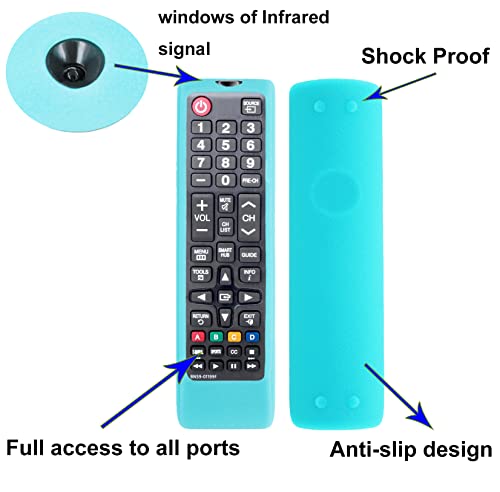 2 Pack Glow Case for Samsung Smart TV BN59-01199F BN59-01301A BN59-01315A Remote Silicone Skin Sleeve with Strap for Samsung TV Remote Control Replacement Case Cover Glow in The Dark - Blue Green