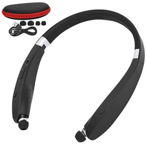 SX‑991 Bluetooth Headset, Bluetooth 5.0 Neckband Headphones Foldable Sports Earphone with Retractable Earbuds, for Home Office,Video Conference, with Carry Case