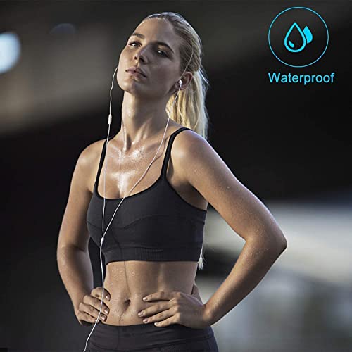 Amoner Wired Earbuds in-Ear, Headphones Waterproof Earphones Sports Headsets with Built-in Mic & Crystal Clear Sound, Ergonomic Earphones with 3.5mm Jack, S/M/L Eartips Compatible with iPhone Android