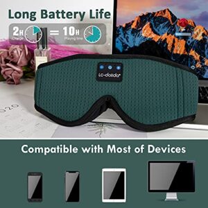 Sleep Mask with Bluetooth Headphones,LC-dolida Sleep Headphones Bluetooth Sleep Mask Breathable Sleeping Headphones for Side Sleepers Best Gift and Travel Essential (Green)