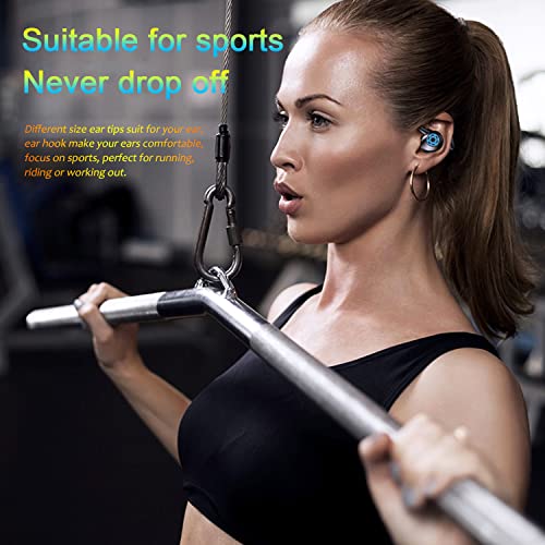 Wireless Earbuds Bluetooth Sports Earphones with Earhook, Long Playtime Earbuds in Ears, Hands Free Stereo Noise Cancelling Earphones with HD Mic, Waterproof Earphones for Exercising/Running/Game