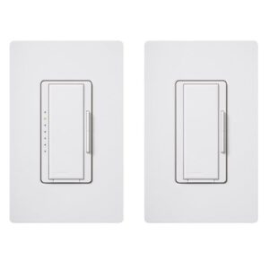 lutron maestro dimmer switch with companion dimmer, 600-watt incandescent, single-pole/3-way, maw-603rh-wh, white