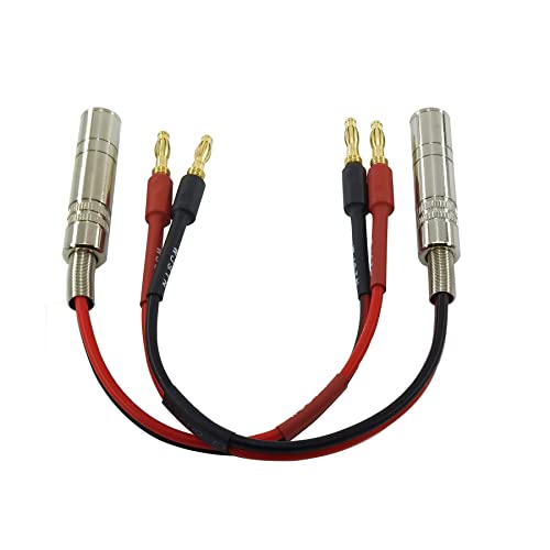 WJSTN 1/4 TS to Banana Plug Speaker Cable 6.35 mm 1/4" Female to Banana Plug Speaker Mono Adapter 8 inches 2pack
