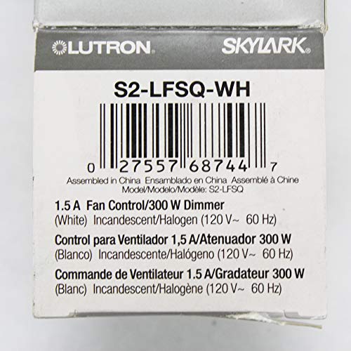 Lutron S2-Lfsq-Wh Skylark Dimmer & Fan Control, White