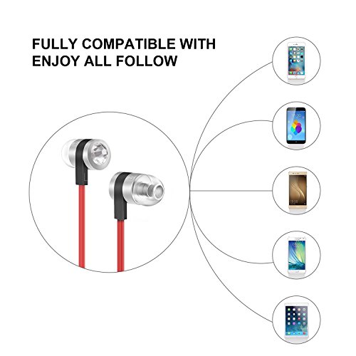 LUXEAR Earbuds with Microphone, in-Ear Stereo Headset Earphones with Remote Control Clear Sound, Noise-isolating, Ergonomic Comfort-fit, for All Android Smartphone(Red)