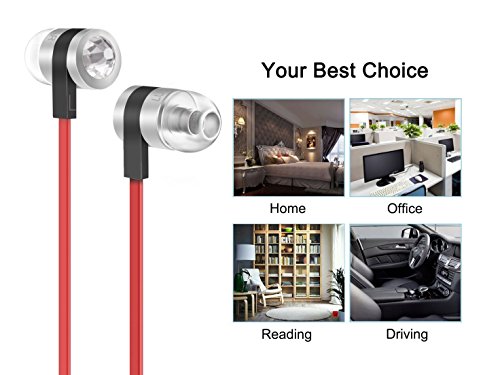 LUXEAR Earbuds with Microphone, in-Ear Stereo Headset Earphones with Remote Control Clear Sound, Noise-isolating, Ergonomic Comfort-fit, for All Android Smartphone(Red)