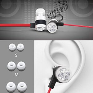 LUXEAR Earbuds with Microphone, in-Ear Stereo Headset Earphones with Remote Control Clear Sound, Noise-isolating, Ergonomic Comfort-fit, for All Android Smartphone(Red)