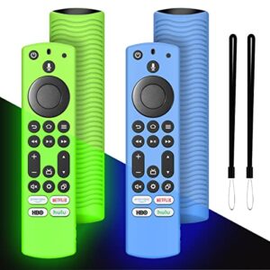 [2pack] ns-rcfna-21 remote cover for toshiba and insignia ct-rc1us-21 ct95018 firetv alexa voice control, silicone remote case for tv omni series and 4-series 4k uhd smart tv remote glow in dark