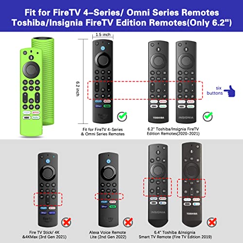 [2Pack] NS-RCFNA-21 Remote Cover for Toshiba and Insignia CT-RC1US-21 CT95018 FireTV Alexa Voice Control, Silicone Remote Case for TV Omni Series and 4-Series 4K UHD Smart TV Remote Glow in Dark