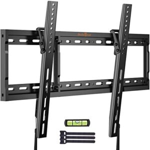 perlegear tilt tv wall mount bracket low profile for most 37-75 inch led lcd oled flat curved screen tvs, large tilting mount fits 16, 18, 24 inch studs max vesa 600x400mm supports up to 132lbs