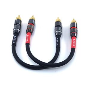 WJSTN-020 RCA to RCA Audio Cable, 1RCA Male to 1RCA Male Stereo Audio Cable Converter, Digital Stereo Audio Cable for subwoofer, Home Theater, high-Fidelity Audio-Double Shielding-2 Pack (6IN)