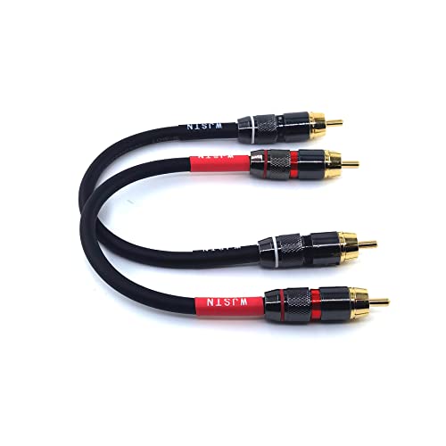 WJSTN-020 RCA to RCA Audio Cable, 1RCA Male to 1RCA Male Stereo Audio Cable Converter, Digital Stereo Audio Cable for subwoofer, Home Theater, high-Fidelity Audio-Double Shielding-2 Pack (6IN)
