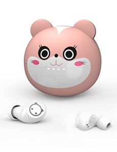 togetface kids bluetooth earphones – pink wireless kids earbuds – as a gift for kids to use at school 36 hours playtime cordless girls earbuds – cartoon kids headphones – for iphone android