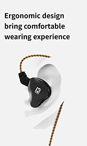 Kinboofi KBEAR KS2 in Ear Earphone, 1BA 1DD Stereo IEM, HiFi Noise Cancelling Sport Hybrid Headphones with PCB Frequency Board, 2 PIN Detachable Cable, for Audiophile (with Mic, Black)