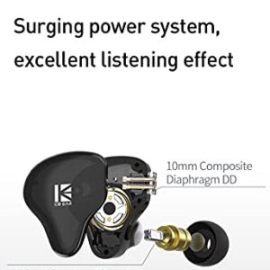 Kinboofi KBEAR KS2 in Ear Earphone, 1BA 1DD Stereo IEM, HiFi Noise Cancelling Sport Hybrid Headphones with PCB Frequency Board, 2 PIN Detachable Cable, for Audiophile (with Mic, Black)