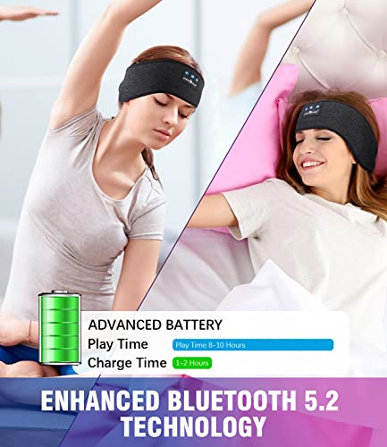 MUSICOZY Sleep Headphones Bluetooth Sports Headband, Wireless Music Sleeping Headphones Sleep Eye Mask Earbuds for Side Sleepers Workout Running Insomnia Travel Yoga Office, Pack of 2