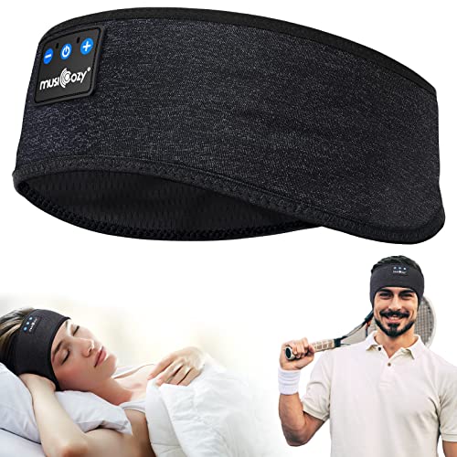 MUSICOZY Sleep Headphones Bluetooth Sports Headband, Wireless Music Sleeping Headphones Sleep Eye Mask Earbuds for Side Sleepers Workout Running Insomnia Travel Yoga Office, Pack of 2