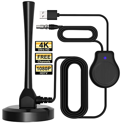 TV Antenna, Amplified Digital HD TV Antenna Indoor for Smart TV Support 4K 1080P Television and TV's Outdoor HDTV Amplifier Booster for Local Channels 150 Miles Long Range - Magnetic Base&Coax Cable