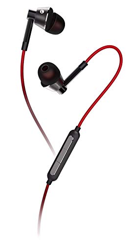1MORE Dynamic Driver In-Ear Earphones Fashion Headphones with Ergonomic Comfort, Balanced Sound, Tangle-Free Cable, Volume Control, Microphone - 1M301 Black/Red (Renewed)