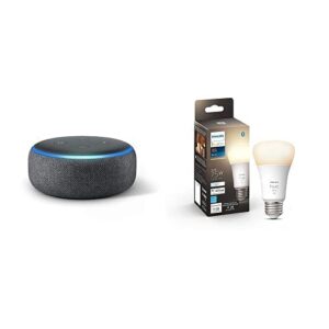 echo dot (3rd gen) | charcoal with philips hue white smart bulb