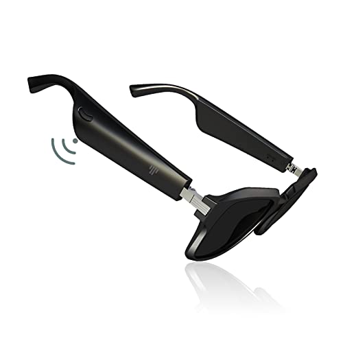 TWSGLS Smart Glasses: Sports Audio Sunglasses with Open Ear Headphones, Double Mic & speaker stereo, 7hrs Battery, BT 5.0 Connectivity, Compatible with Android/iOS for Men - Rectangular, Black