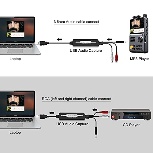 DIGITNOW! USB 2.0 Digital Audio Capture Card for Vinyl Records Win7/8/10and Mac OS,Audio Grabber for Cassette Tapes to mp3 Converter