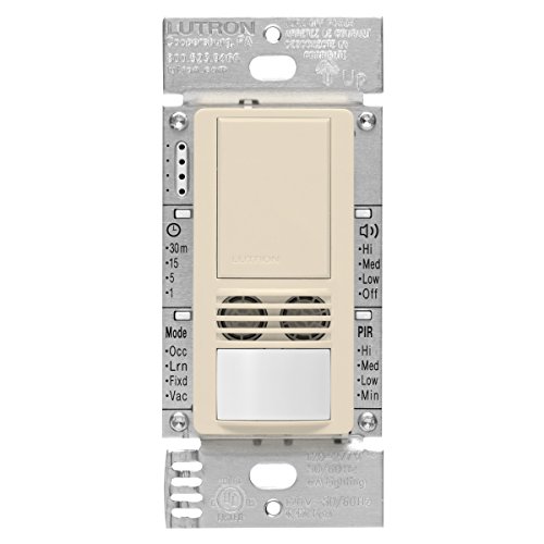 Lutron Maestro Dual Tech Occupancy Sensor Switch, neutral required, 6 Amp 3-Way/Multi-Location, MS-B102-LA, Light Almond