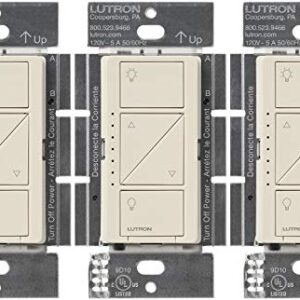 Lutron Caseta Smart Home Dimmer Switch, Compatible with Alexa, Apple HomeKit, and The Google Assistant | for LED Light Bulbs, Incandescent Bulbs and Halogen Bulbs | PD-6WCL-LA | Light Almond 3-Pack