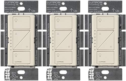 Lutron Caseta Smart Home Dimmer Switch, Compatible with Alexa, Apple HomeKit, and The Google Assistant | for LED Light Bulbs, Incandescent Bulbs and Halogen Bulbs | PD-6WCL-LA | Light Almond 3-Pack