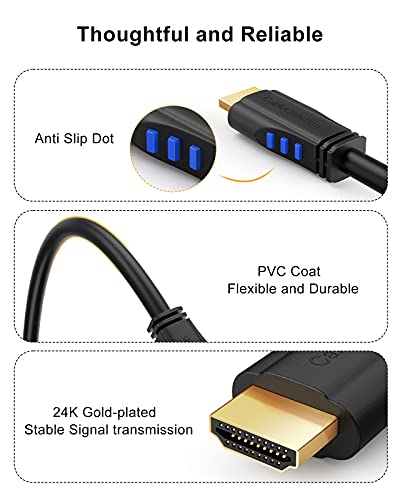 CableCreation 4K HDMI Cable, 6 Feet Upward Angle 270 Degree Vertical Right 4K HDMI Cable, Support 4K Ultra HD, 3D Video, Ethernet, Audio Return Channel, Black