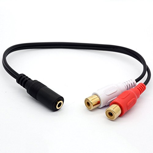BSHTU 3.5mm Female to Dual RCA Female Phono Stereo Splitter Cable 3.5 Jack Socket to 2RCA Audio Adapter Extender Cord 8inch/20cm