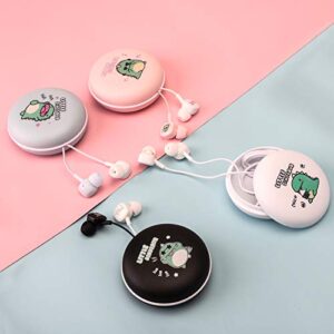 QearFun Cute Earbuds for Kids, Kid Size Cute Earbud with Microphone for Girls & Boys, Soft Dinosaur in-Ear Headphones Wired Gift for School with Lovely Earphones Storage Case