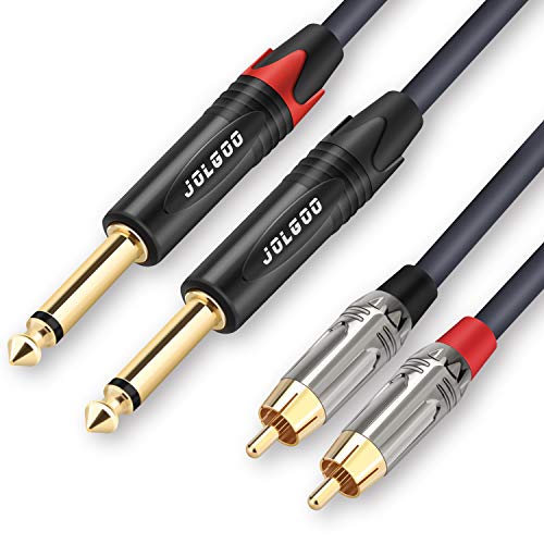 JOLGOO RCA to 1/4 Cable, Dual RCA to Dual 1/4 TS Stereo Interconnect Cable, 2 6.35mm Male TS to 2 RCA Male Stereo Audio Adapter Cable, 3.3 Feet