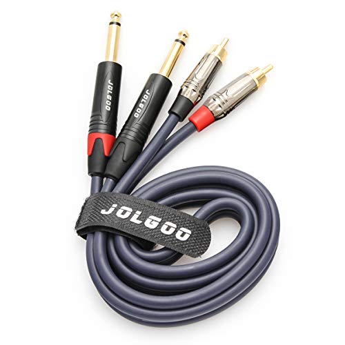 JOLGOO RCA to 1/4 Cable, Dual RCA to Dual 1/4 TS Stereo Interconnect Cable, 2 6.35mm Male TS to 2 RCA Male Stereo Audio Adapter Cable, 3.3 Feet