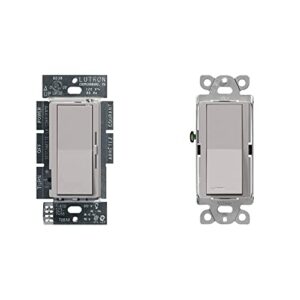 lutron diva led+ dimmer switch for dimmable led, halogen and incandescent bulbs, single-pole or 3-way, dvcl-153p-gr, gray & claro on/off switch, 15-amp, single-pole, ca-1ps-gr, gray