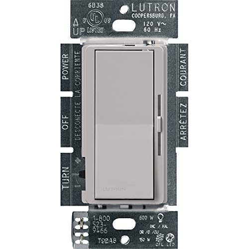 Lutron Diva LED+ Dimmer Switch for Dimmable LED, Halogen and Incandescent Bulbs, Single-Pole or 3-Way, DVCL-153P-GR, Gray & Claro On/Off Switch, 15-Amp, Single-Pole, CA-1PS-GR, Gray