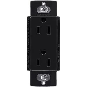 lutron claro 15 amp duplex outlet, black, with 1-gang wallplate