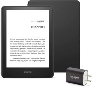 kindle paperwhite kids essentials bundle including kindle kids device – (8 gb), kids cover – black, power adapter, and screen protector