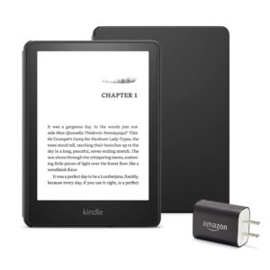 Kindle Paperwhite Kids Essentials Bundle Including Kindle Kids Device - (8 GB), Kids Cover - Black, Power Adapter, and Screen Protector