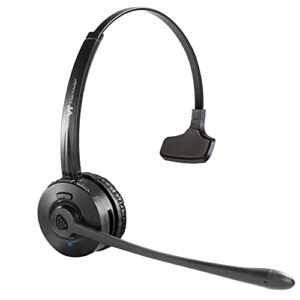 tv bluetooth-headset with environmental-noise-cancelling(enc) microphone – wireless cellphone computer headphone with mute,volume,call control for trucker,call center, office