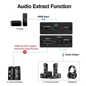 HDMI Audio Extractor 4K, avedio links HDMI Audio Splitter Converter, HDMI to HDMI Audio Adapter (3.5mm Aux Stereo + Optical Toslink SPDIF), HDMI Sound Extractor for PS5, Xbox (RCA Audio Cable Include)