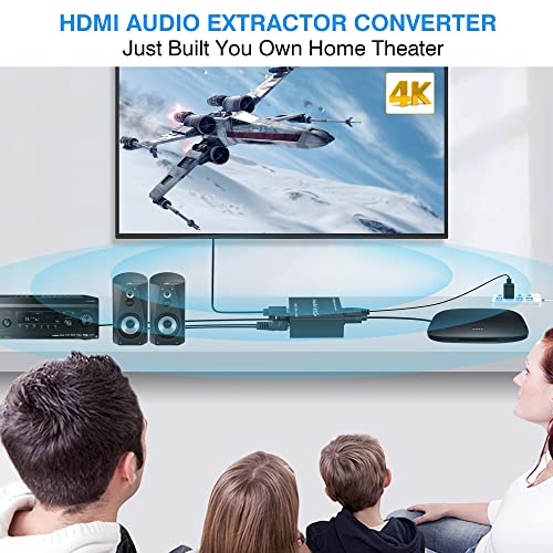 HDMI Audio Extractor 4K, avedio links HDMI Audio Splitter Converter, HDMI to HDMI Audio Adapter (3.5mm Aux Stereo + Optical Toslink SPDIF), HDMI Sound Extractor for PS5, Xbox (RCA Audio Cable Include)